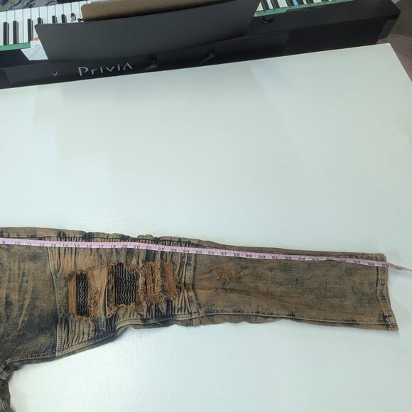 CJ Black Premium Size 34/32 Distressed Brown/Blue Skinny Flex - Picture 12 of 16